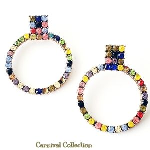 Festive Multi color Hoop Statement Earrings
